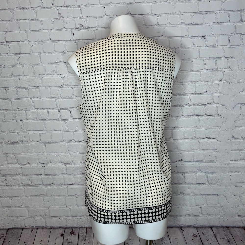 J.Crew Cream and Black Polka Dot Sleeveless Blouse Size 12 - Picture 5 of 9